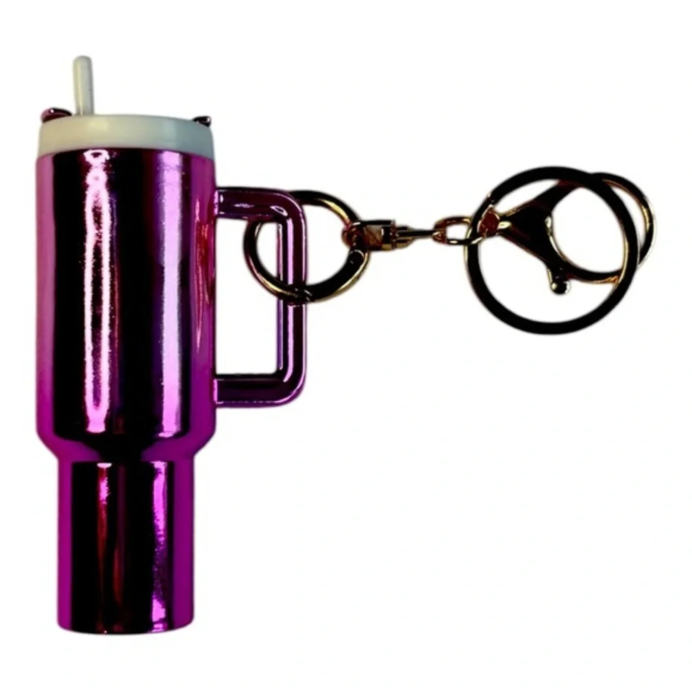 5/$25 Mini Stanley Style Cup Tumbler Purple Metallic Keychain Bag Charm